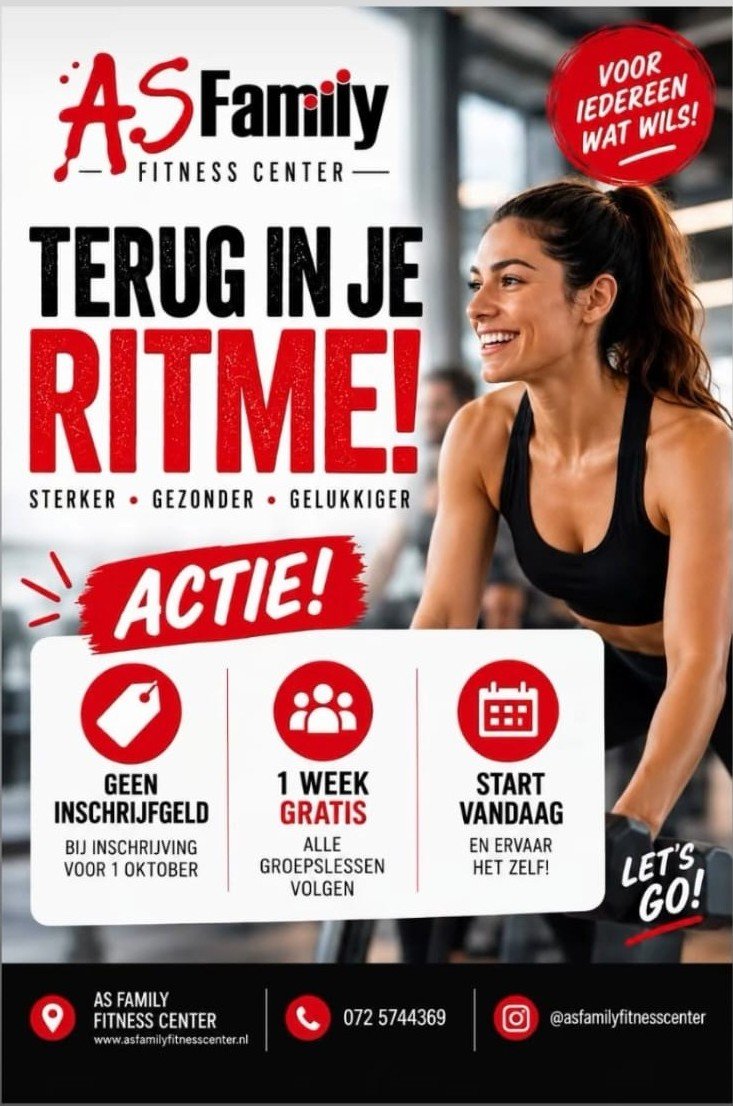 Campagnebeeld Terug in je ritme van AS Family Fitness Center in Heerhugowaard