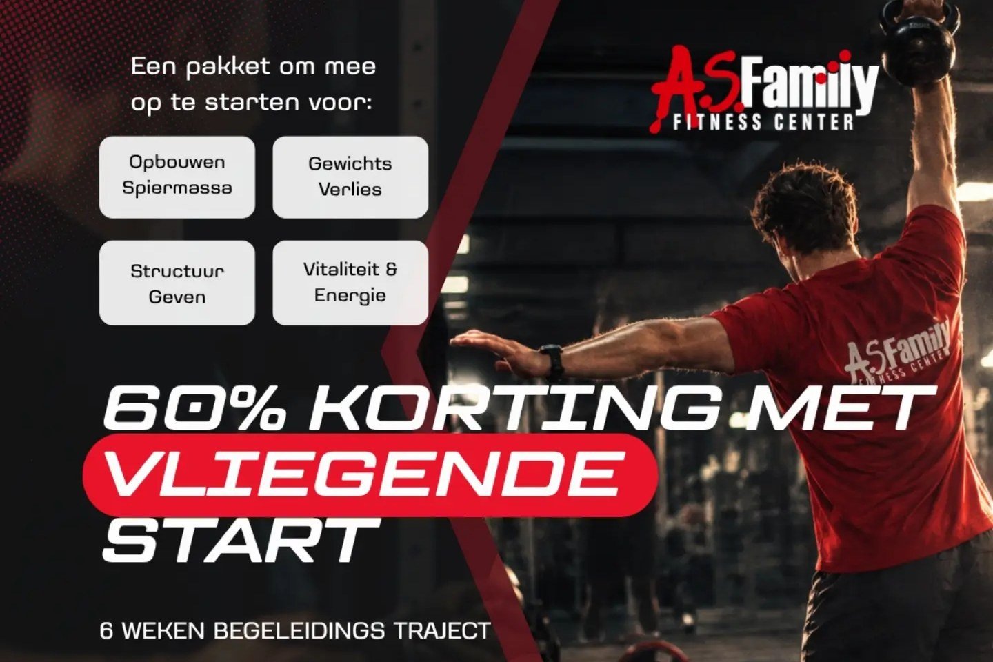 Campagnebeeld Vliegende Start van AS Family Fitness Center in Heerhugowaard